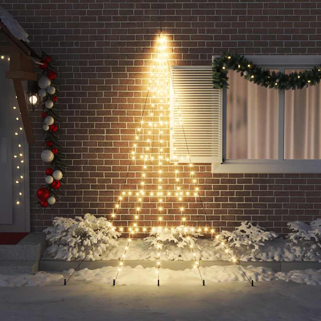 LED Karácsonyi Fenyő 168 LED-del Meleg fehér 306 cm Fém
