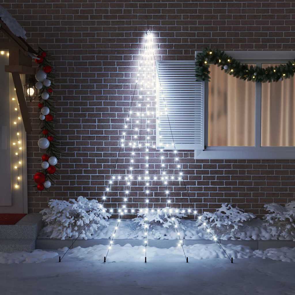 LED Karácsonyi Fenyő 168 LED-del Hideg fehér 306 cm Fém