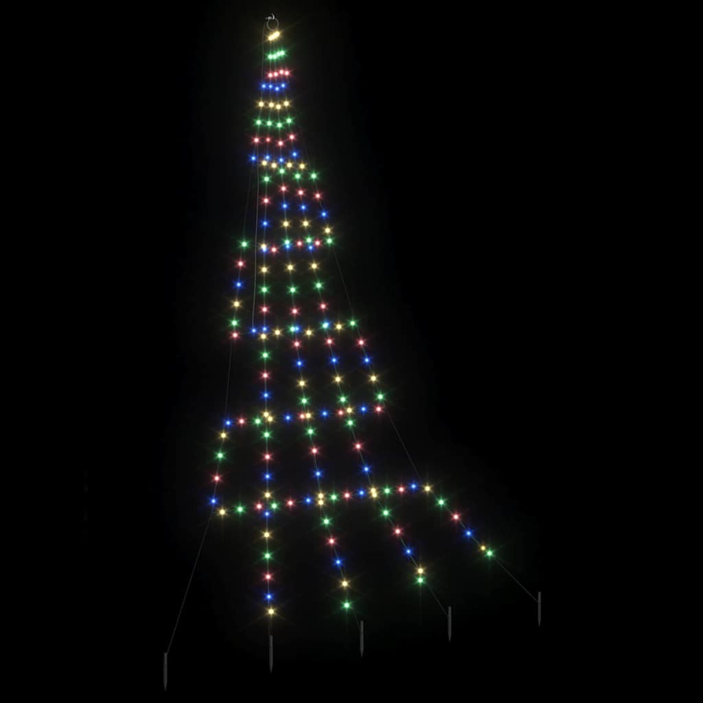 LED Karácsonyi Fenyő 168 LED-del Sokszínű 306 cm Fém