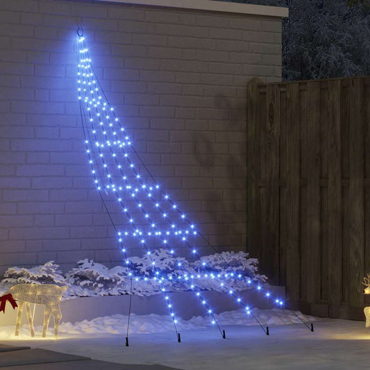 LED Karácsonyi Fenyő 168 LED-del Kék 306 cm Fém