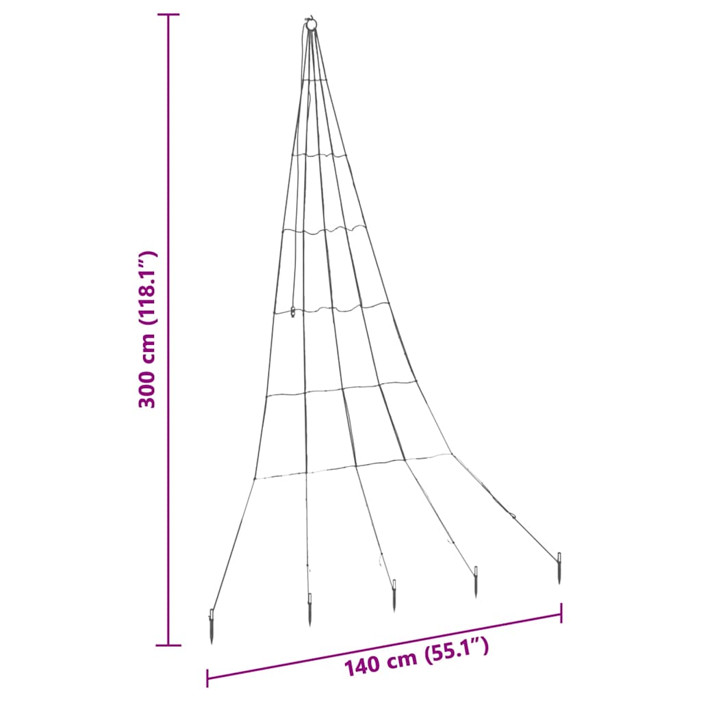 LED Karácsonyi Fenyő 168 LED-del Kék 306 cm Fém