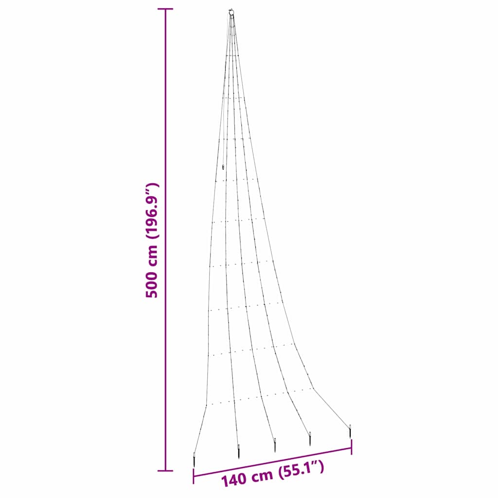 LED Karácsonyi Fenyő 276 LED-del Kék 511 cm Fém