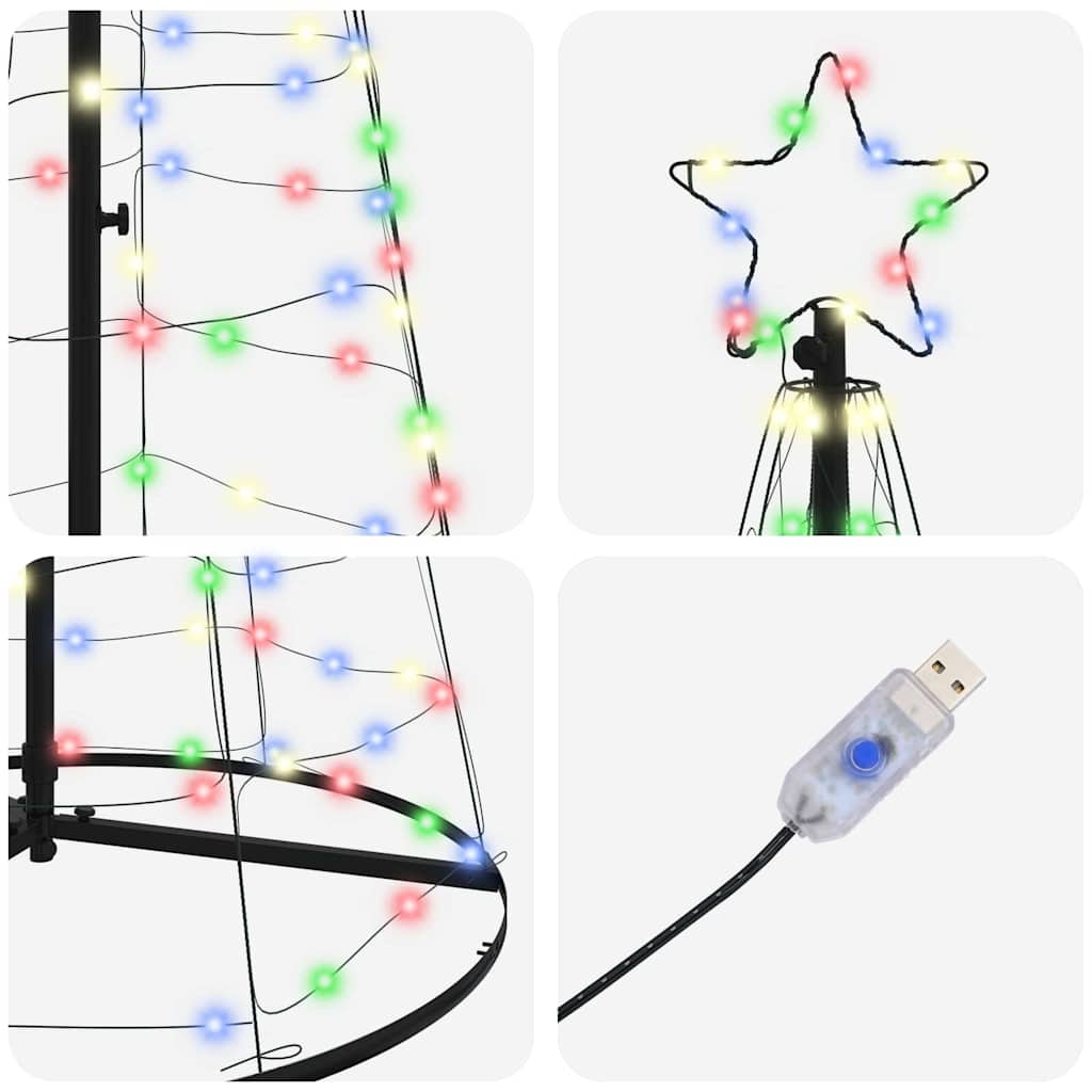 LED Karácsonyi Fenyő 390 LED-del állvánnyal Sokszínű 250 cm Vas