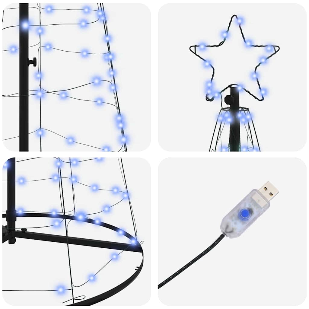LED Karácsonyi Fenyő 390 LED-del állvánnyal Kék 250 cm Vas