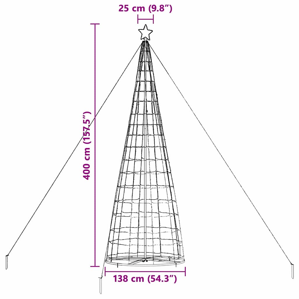 LED Karácsonyi Fenyő 800 LED-del Hideg fehér 400 cm Vas