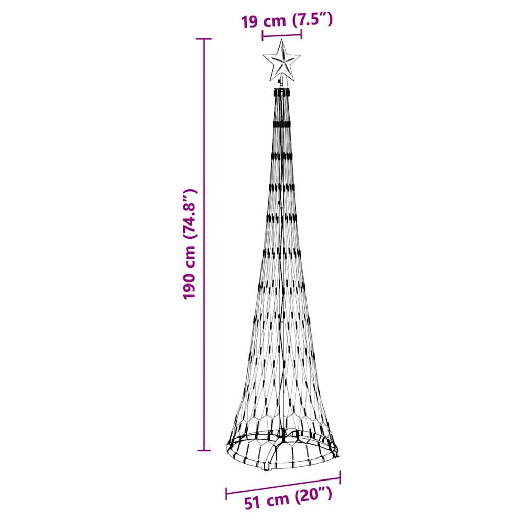 LED Karácsonyi Fenyő 230 LED-del Kék 51 x 51 x 190 cm Fém
