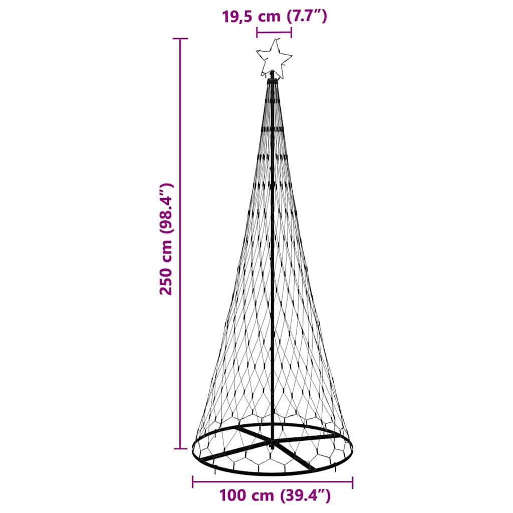 LED Karácsonyi Fenyő Hideg fehér 100 x 100 x 250 cm Fém