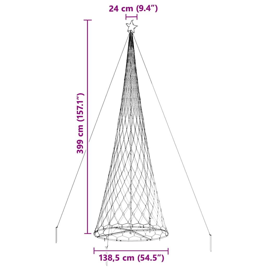 LED Karácsonyi Fenyő Meleg fehér 138.5 x 138.5 x 399 cm Fém