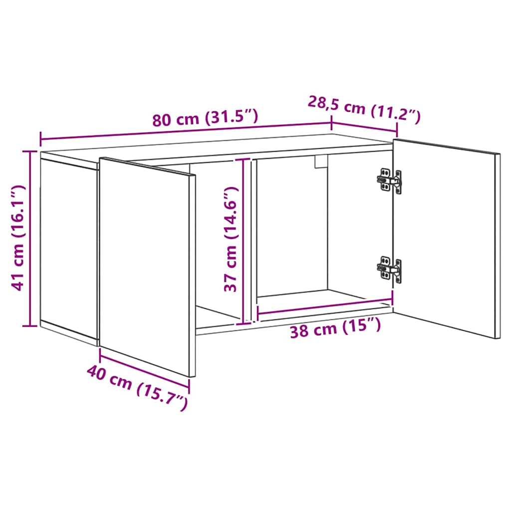 TV szekrény Falra szerelhető 4 pcs Fekete tölgy Faanyag