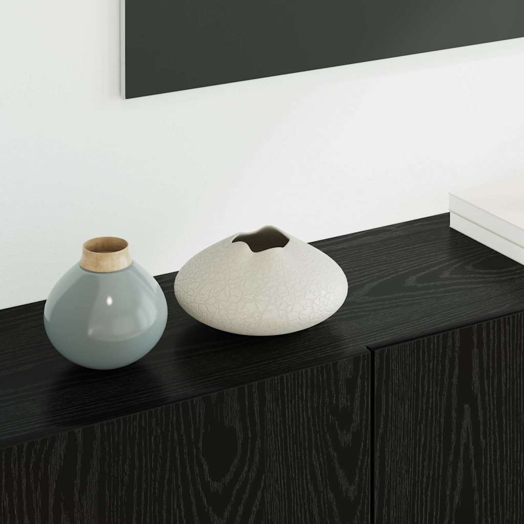 TV faliszekrény Falra szerelhető 5 pcs Fekete tölgy Faanyag