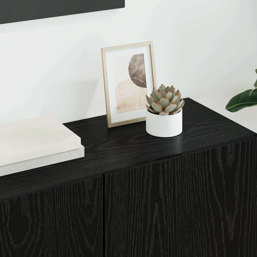 TV faliszekrény Falra szerelhető 5 pcs Fekete tölgy Faanyag