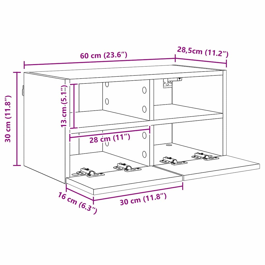 TV Fali Egységek 4 pcs Artisan tölgy Faanyag