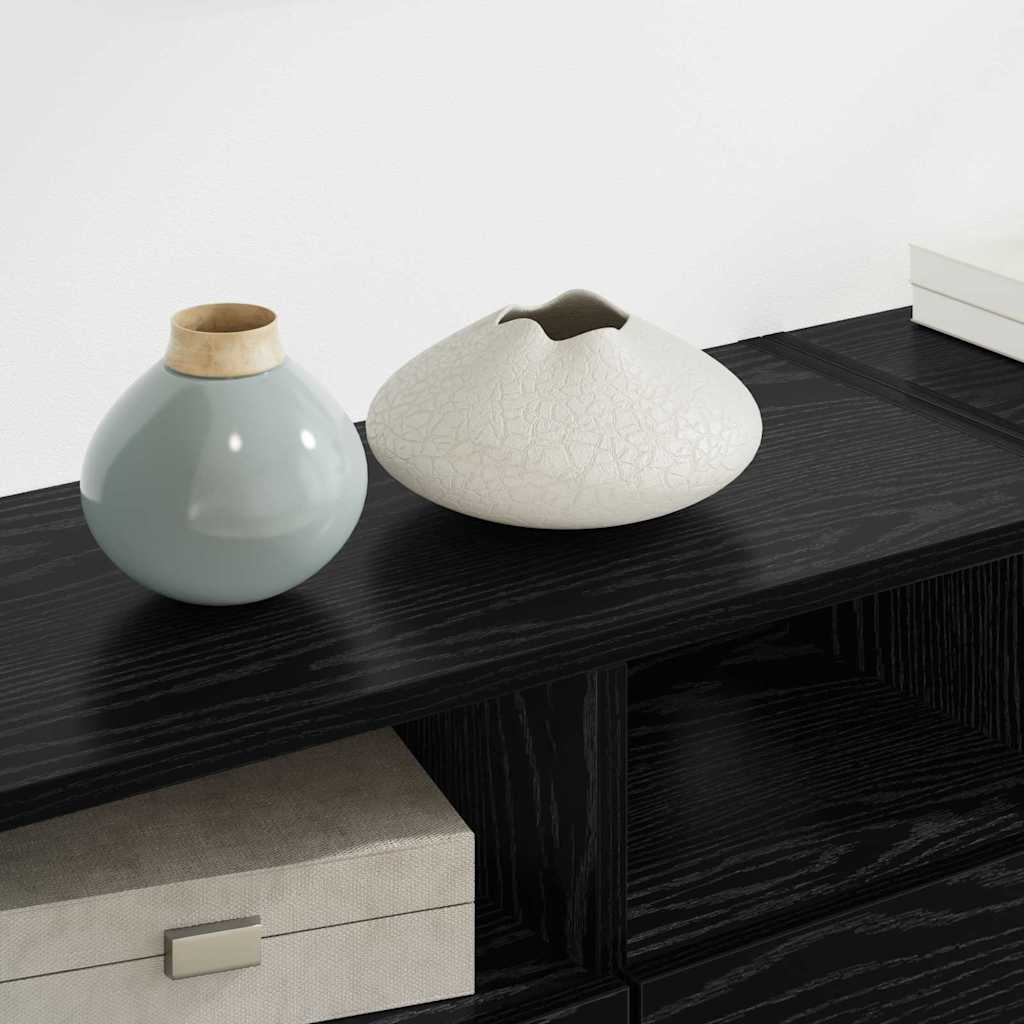 TV Fali Egységek 4 pcs Fekete tölgy Faanyag