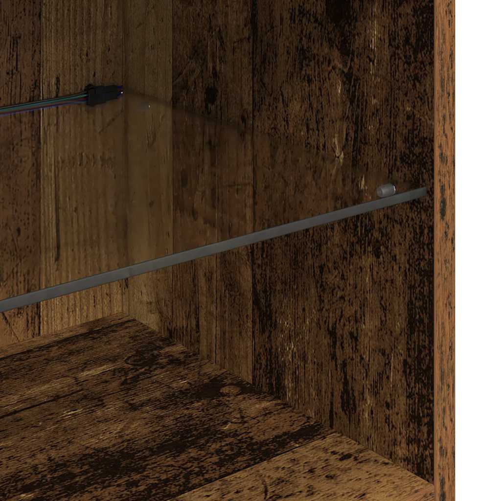 TV Fali Egységek LED -es lámpákkal 5 pcs Fekete tölgy Faanyag