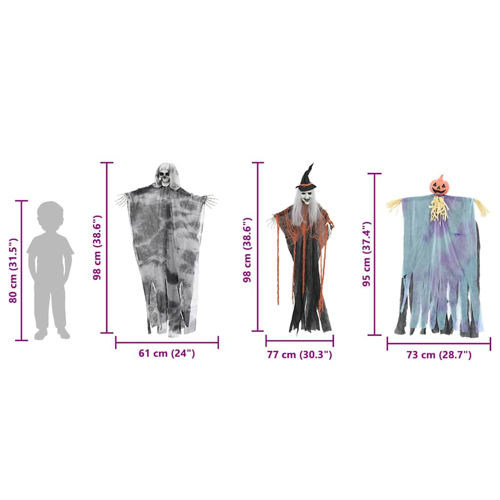 Halloween Függő Szellem 3 pcs Sokszínű 61 x 97 cm Poliészter