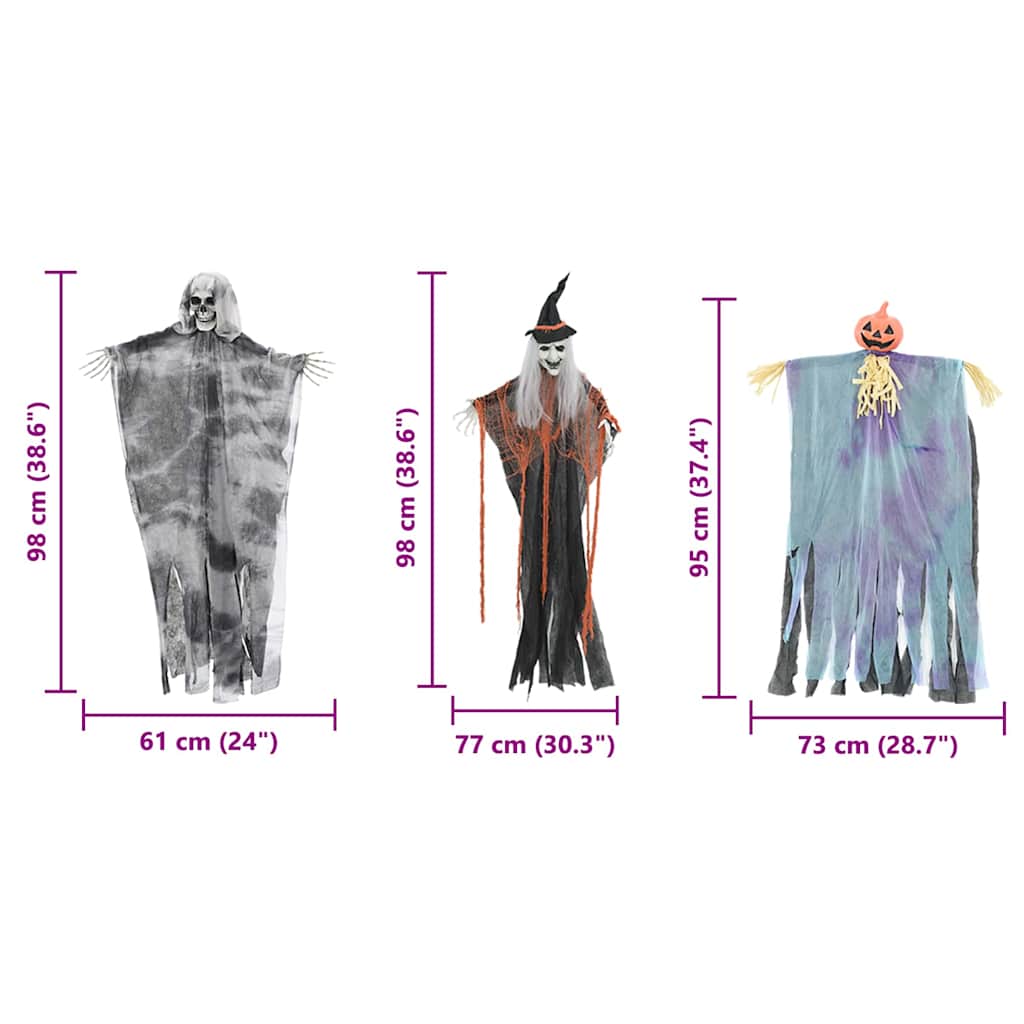 Halloween Függő Szellem 3 pcs Sokszínű 61 x 97 cm Poliészter