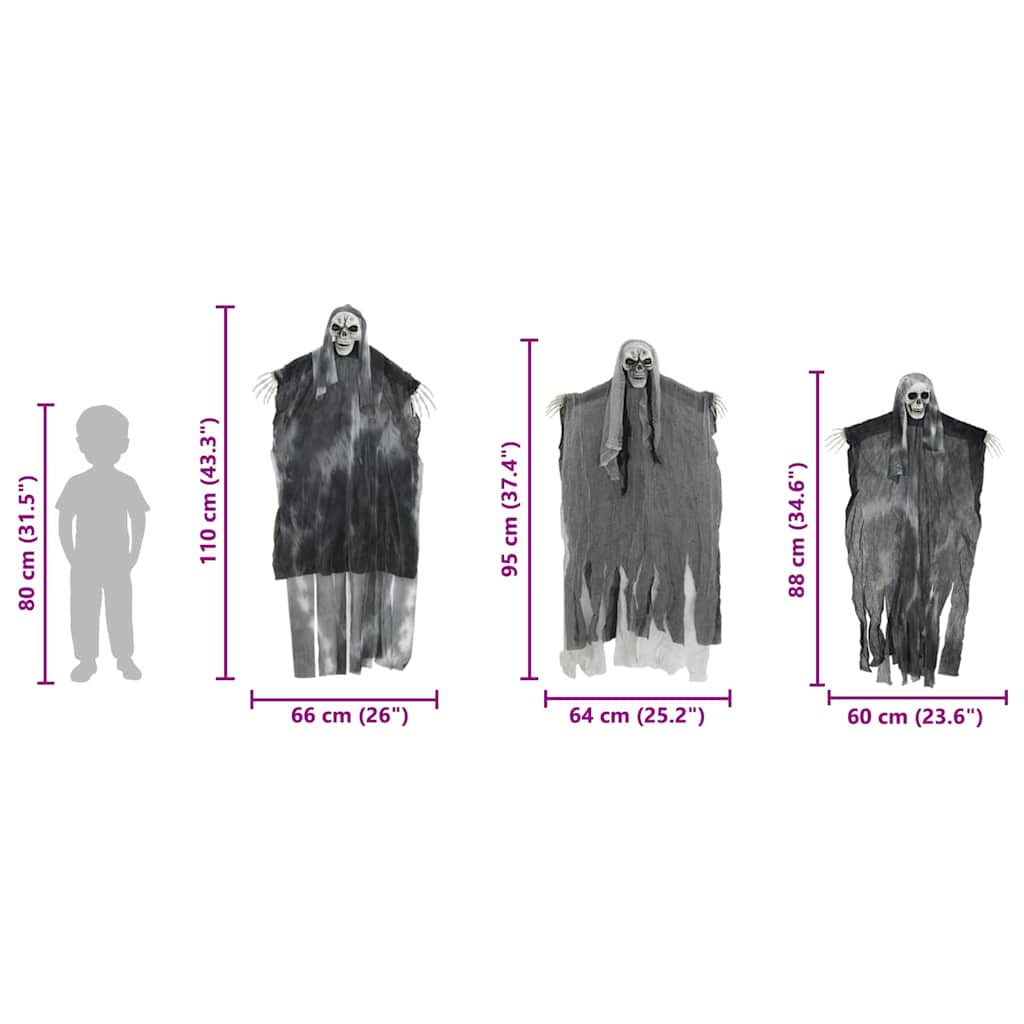 Halloween Függő Szellem 3 pcs Fekete 66 x 110 cm Poliészter