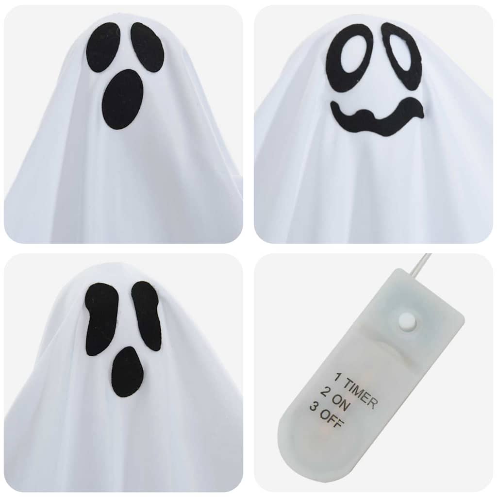 Halloween Függő Szellem 3 LED-del 3 pcs Fehér 52 x 62 cm