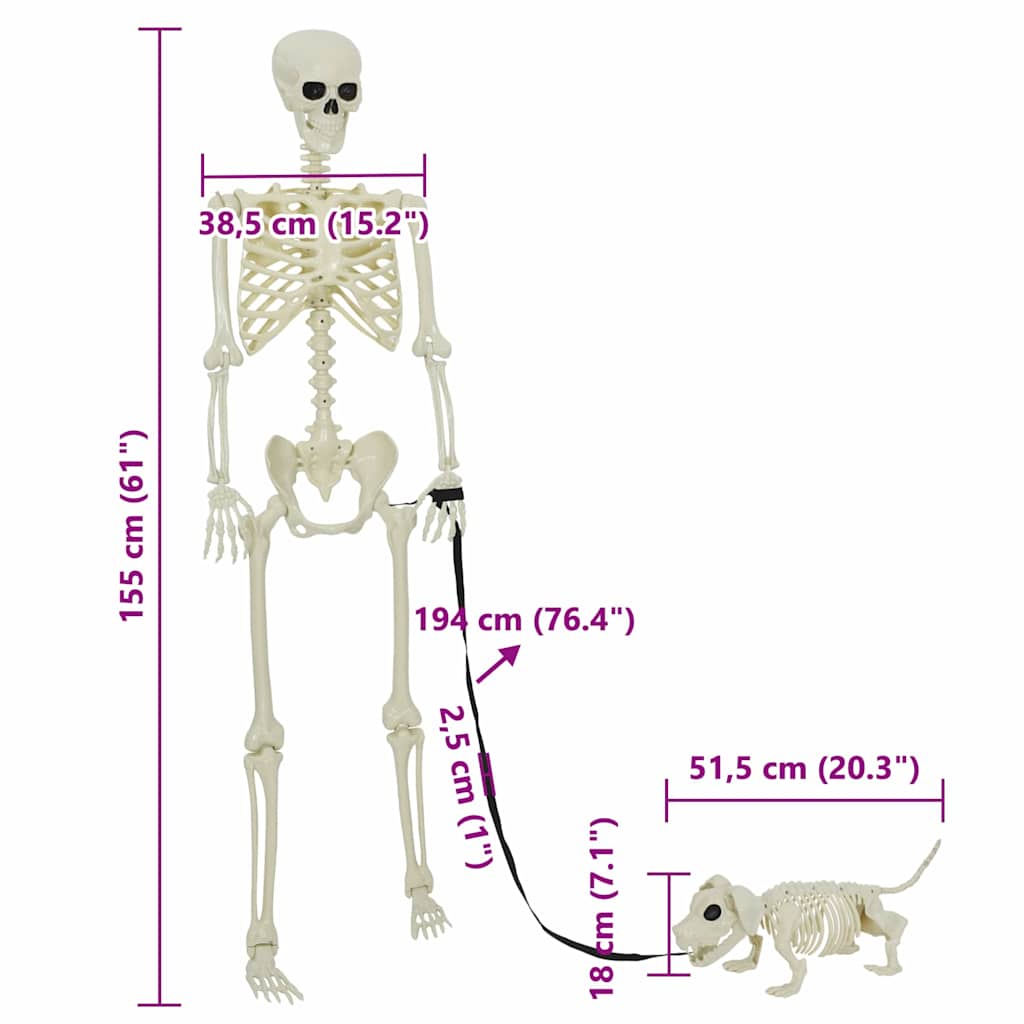 Halloween Dekoráció Skeleton 2 pcs Fehér 155 x 38.5 cm