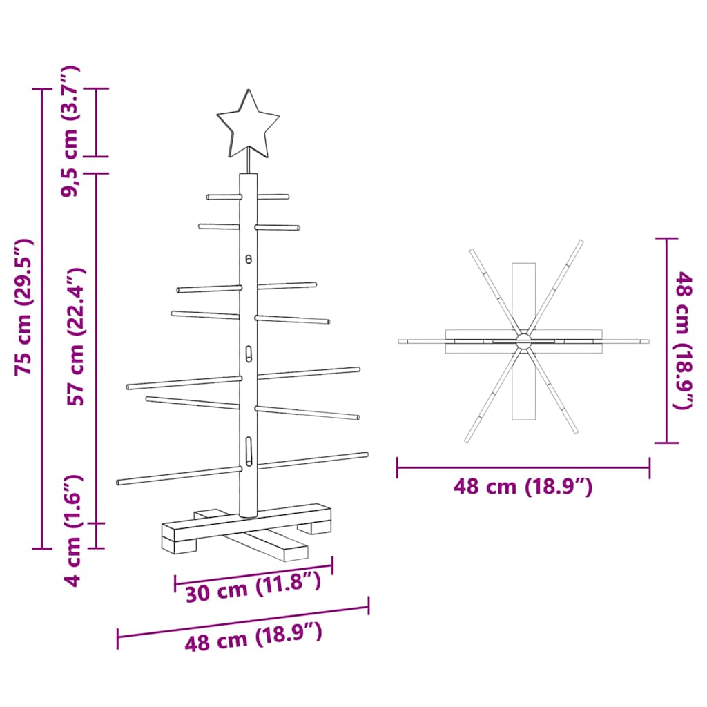 Fából készült Karácsonyfa állvánnyal Barna 75 cm bambusz