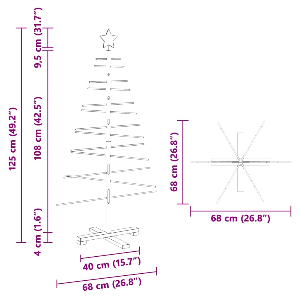 Fából készült Karácsonyfa állvánnyal Barna 125 cm bambusz