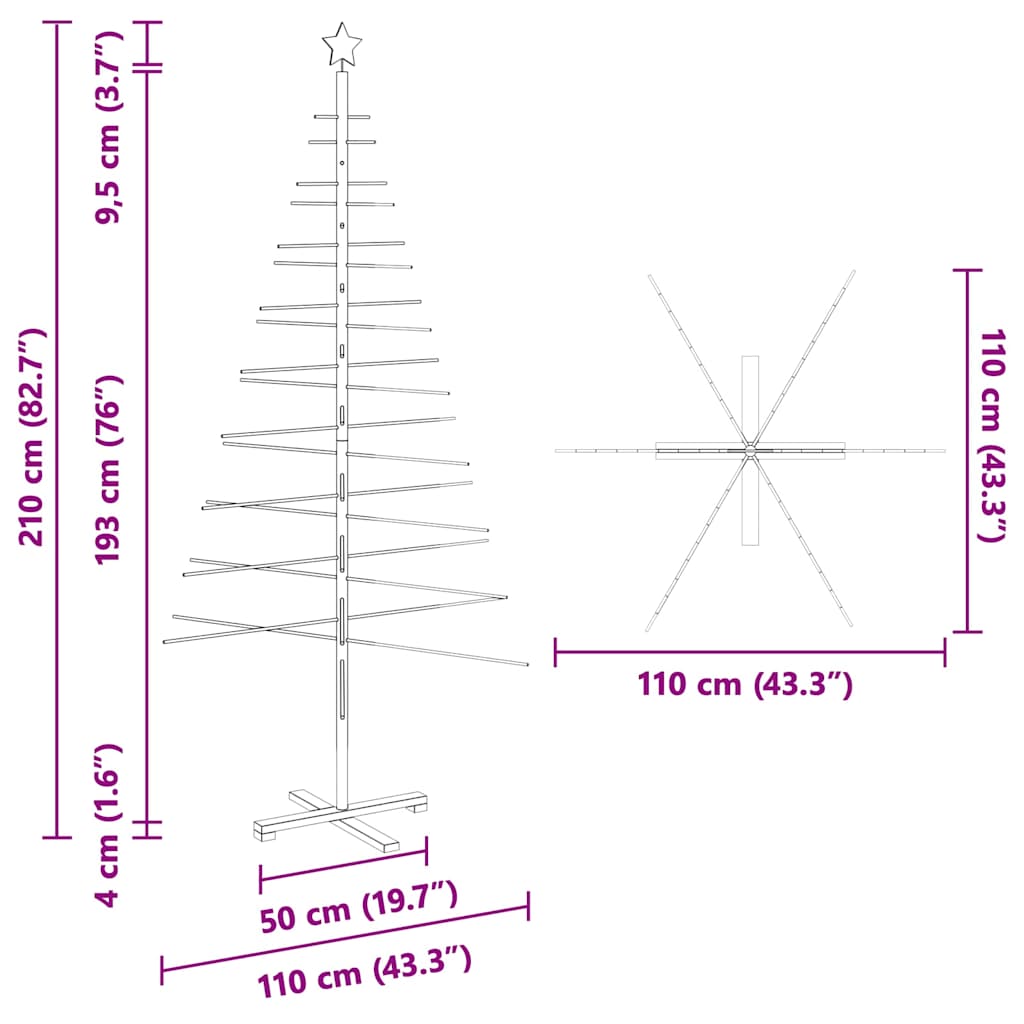 Fából készült Karácsonyfa állvánnyal Barna 210 cm bambusz