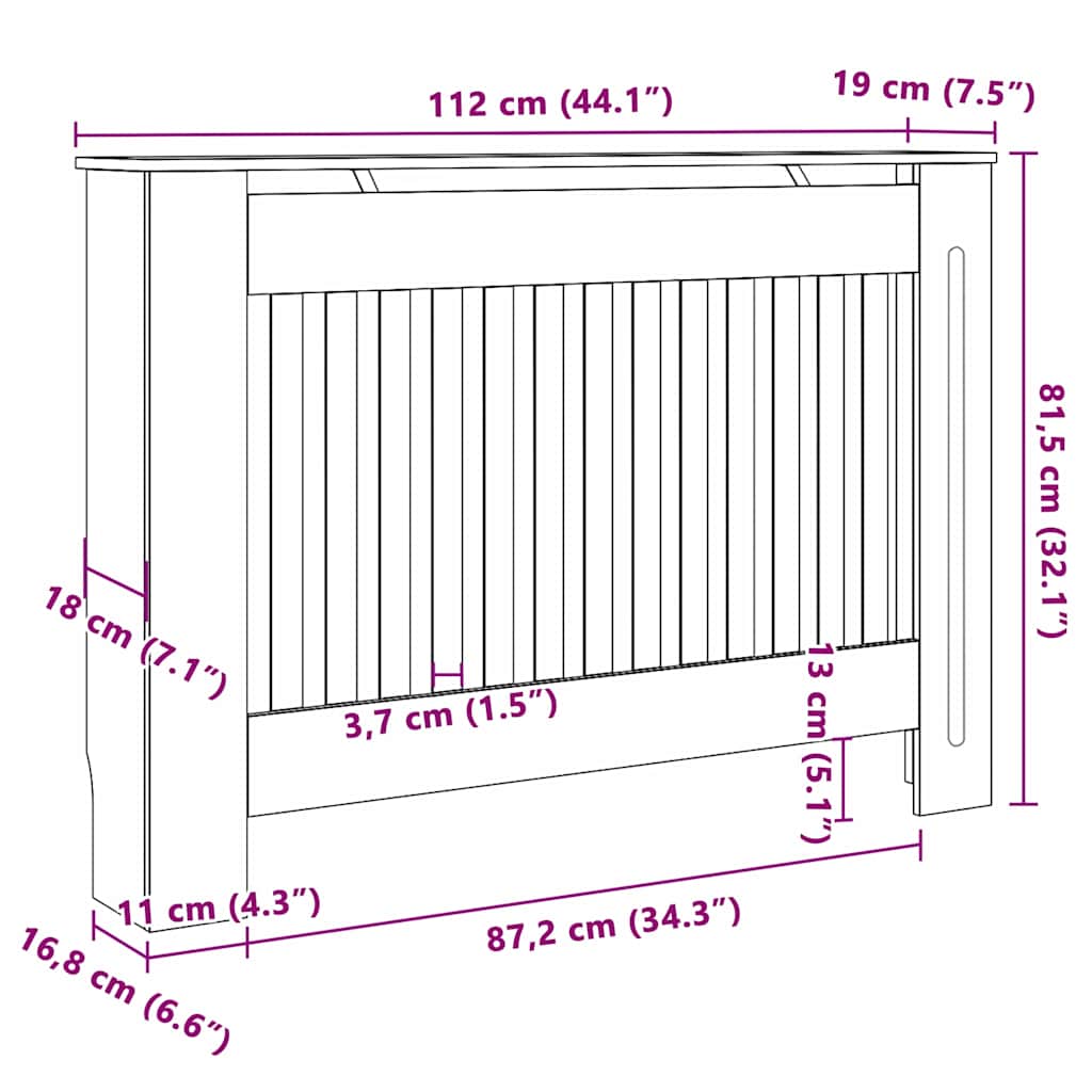 Radiátor fedezék 2 pcs Fekete 112x19x81.5cm Faanyag