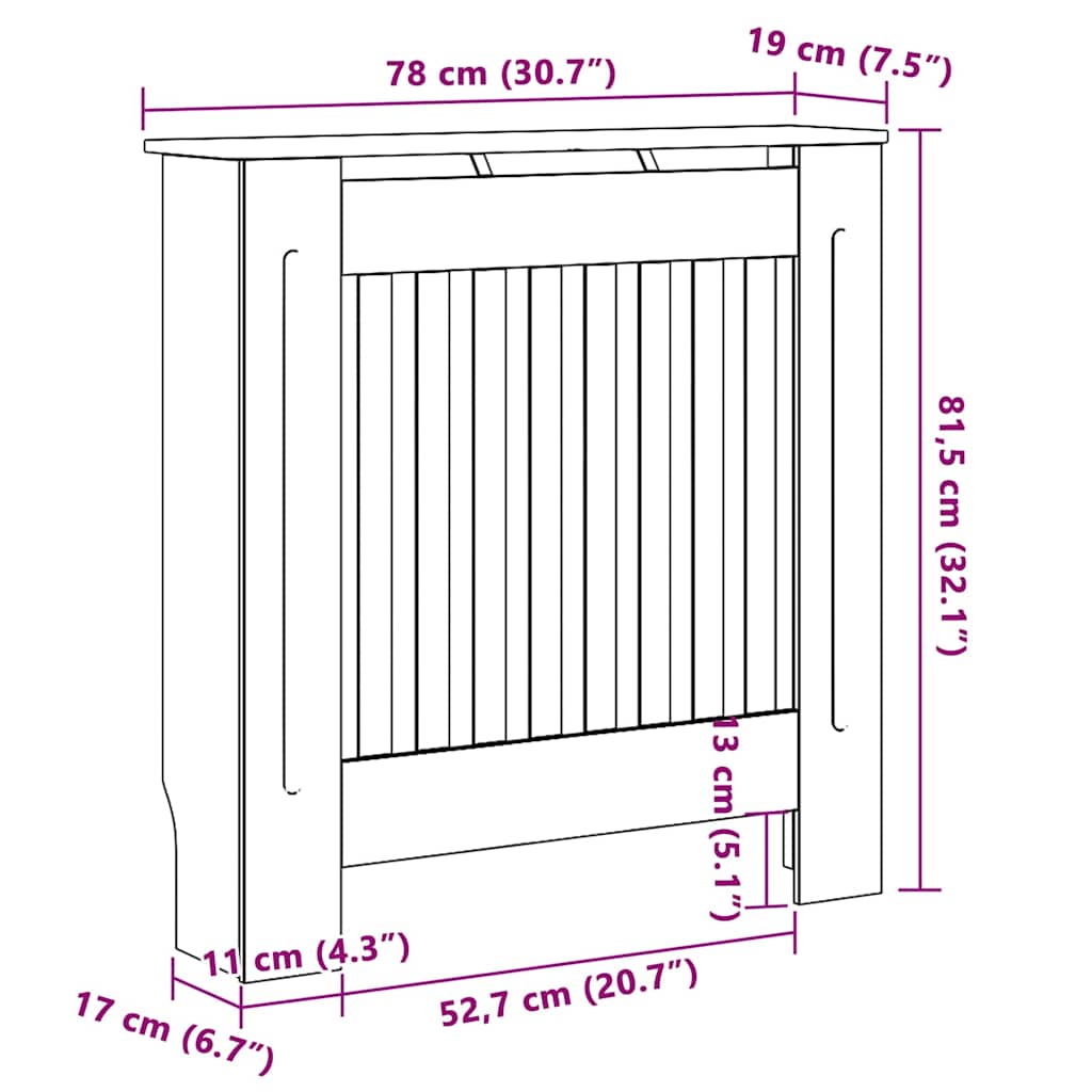 Radiátor fedezék 2 pcs Fehér 78x19x81.5cm Faanyag