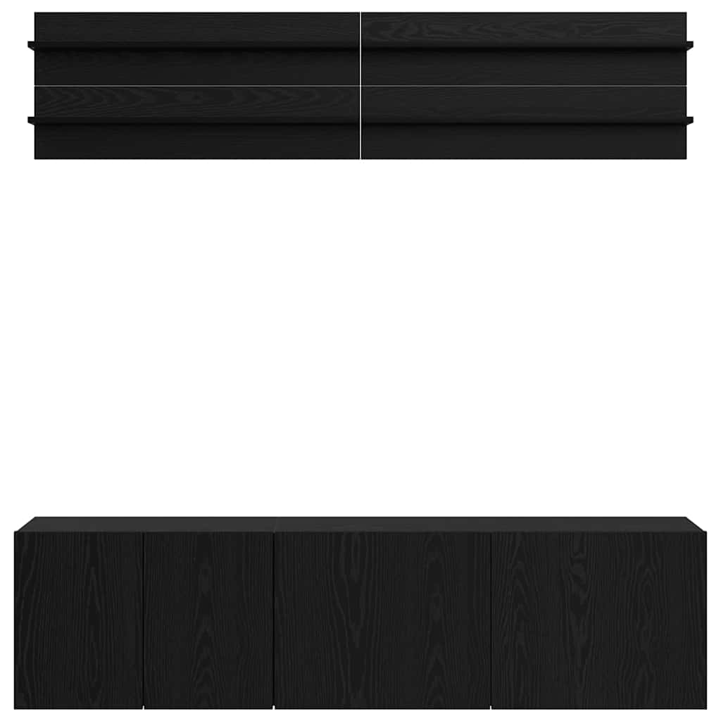 TV egységek Falra szerelhető 6 pcs Musta tammi Faanyag