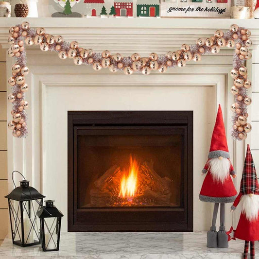 Karácsonyi gömb girland Rózsaarany 186 cm Polisztirol