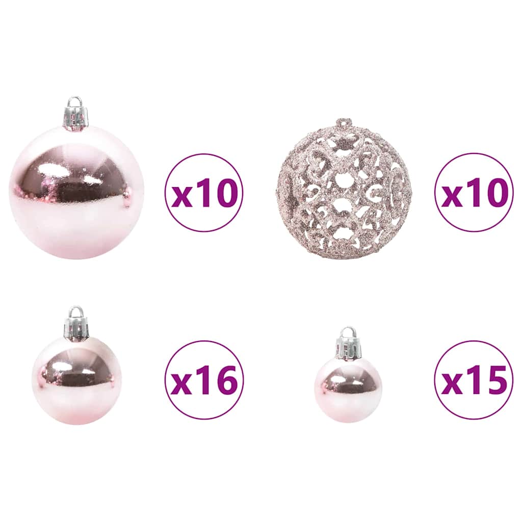 Karácsonyi Díszgömb Készlet 120 pcs Rózsaszín Műanyag