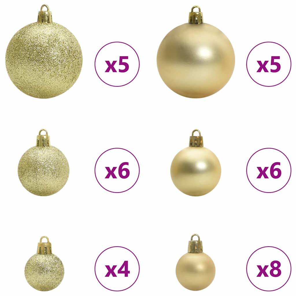 Karácsonyi Díszgömb Készlet 150 LED-del 61 pcs Arany Műanyag