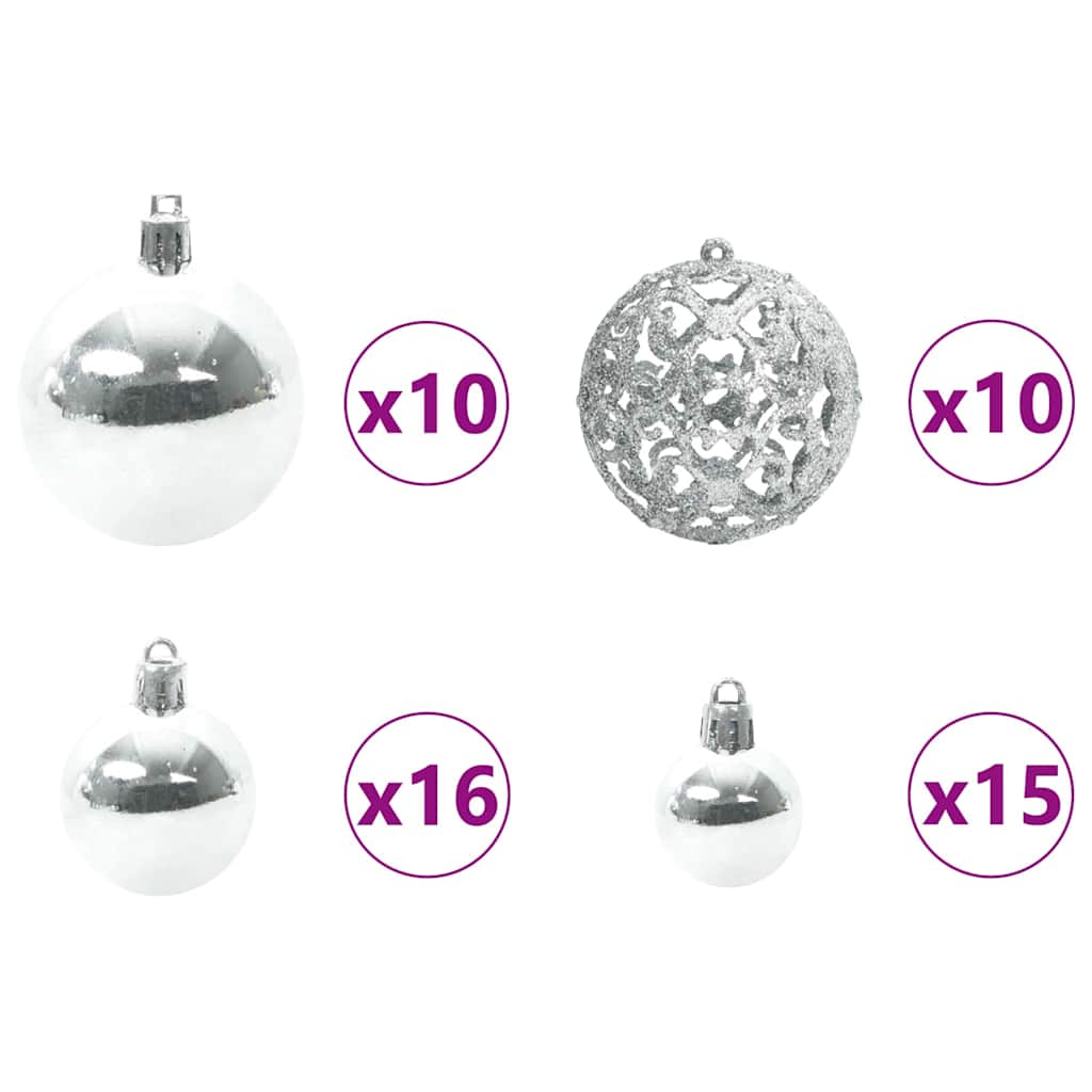 Karácsonyi Díszgömb Készlet 300 LED-del 120 pcs Ezüst Műanyag