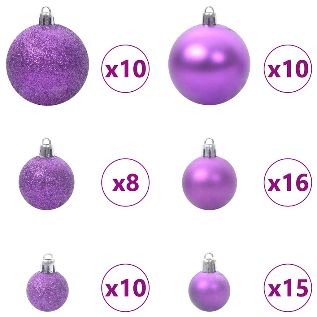 Karácsonyi Díszgömb Készlet 300 LED-del 120 pcs Lila Műanyag