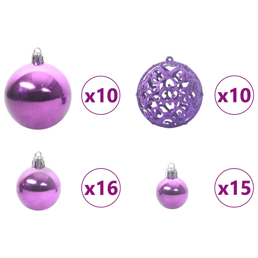 Karácsonyi Díszgömb Készlet 300 LED-del 120 pcs Lila Műanyag