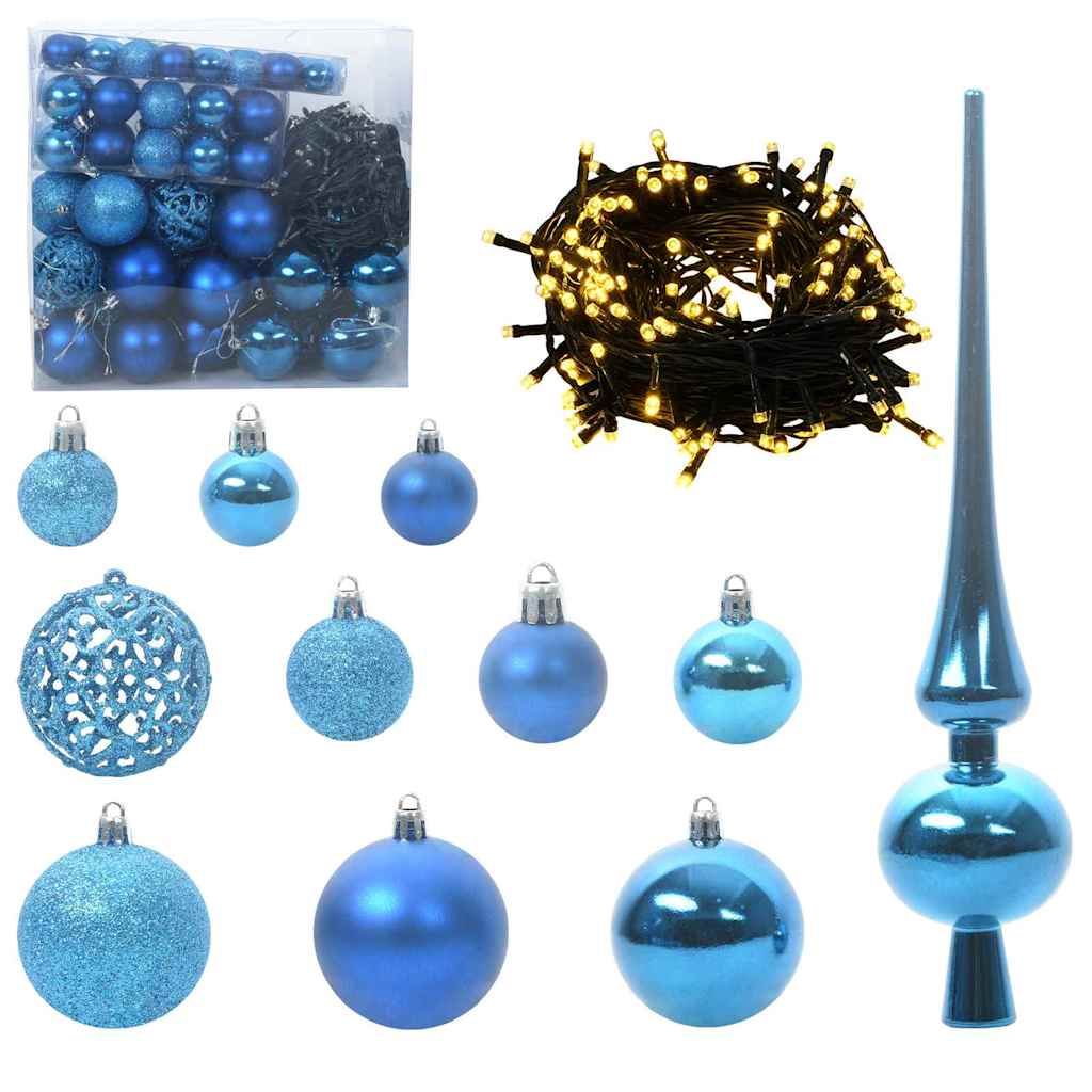 Karácsonyi Díszgömb Készlet 300 LED-del 120 pcs Kék Műanyag