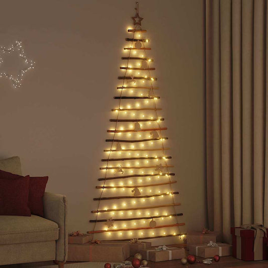 Karácsonyfa 130 LED-del Természetes 210 cm tömör kőrisfa
