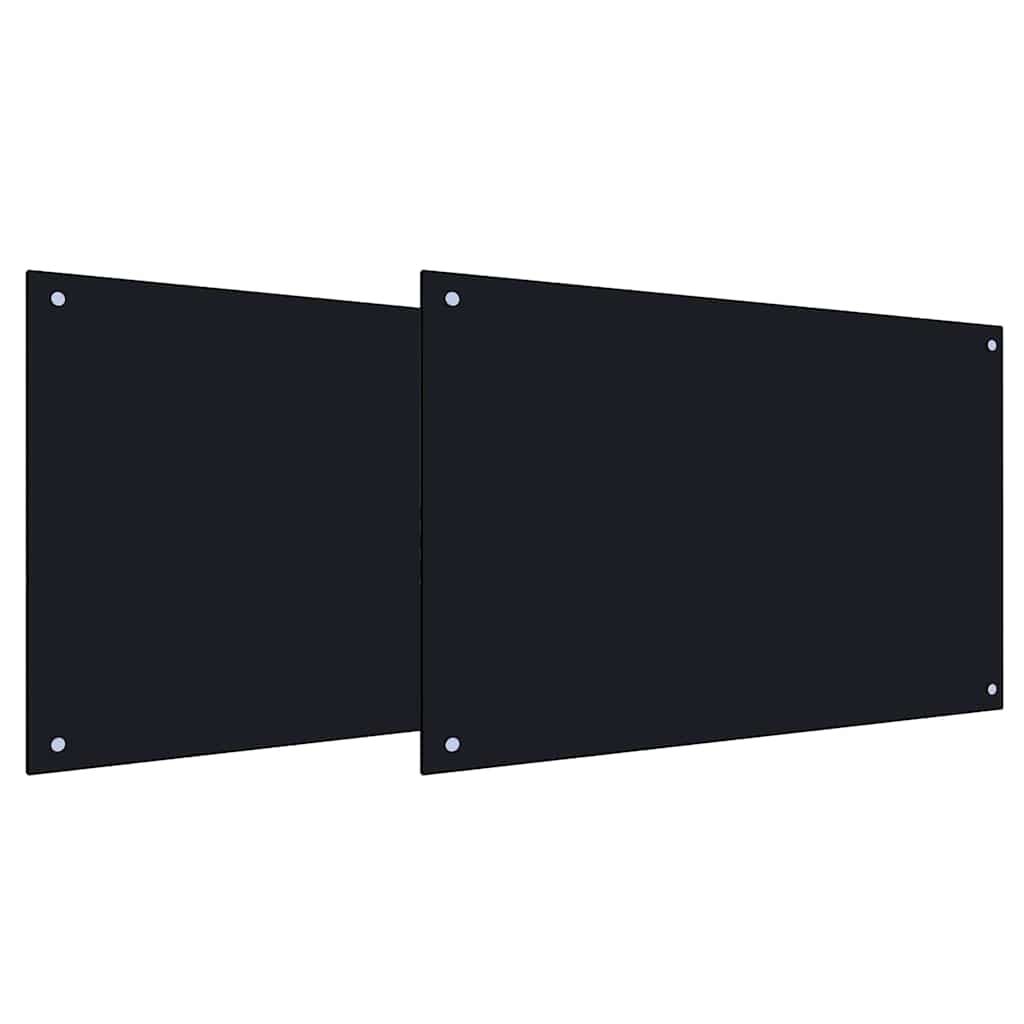 Konyhai splashback 2 pcs Fekete 90 x 50 cm edzett üveg