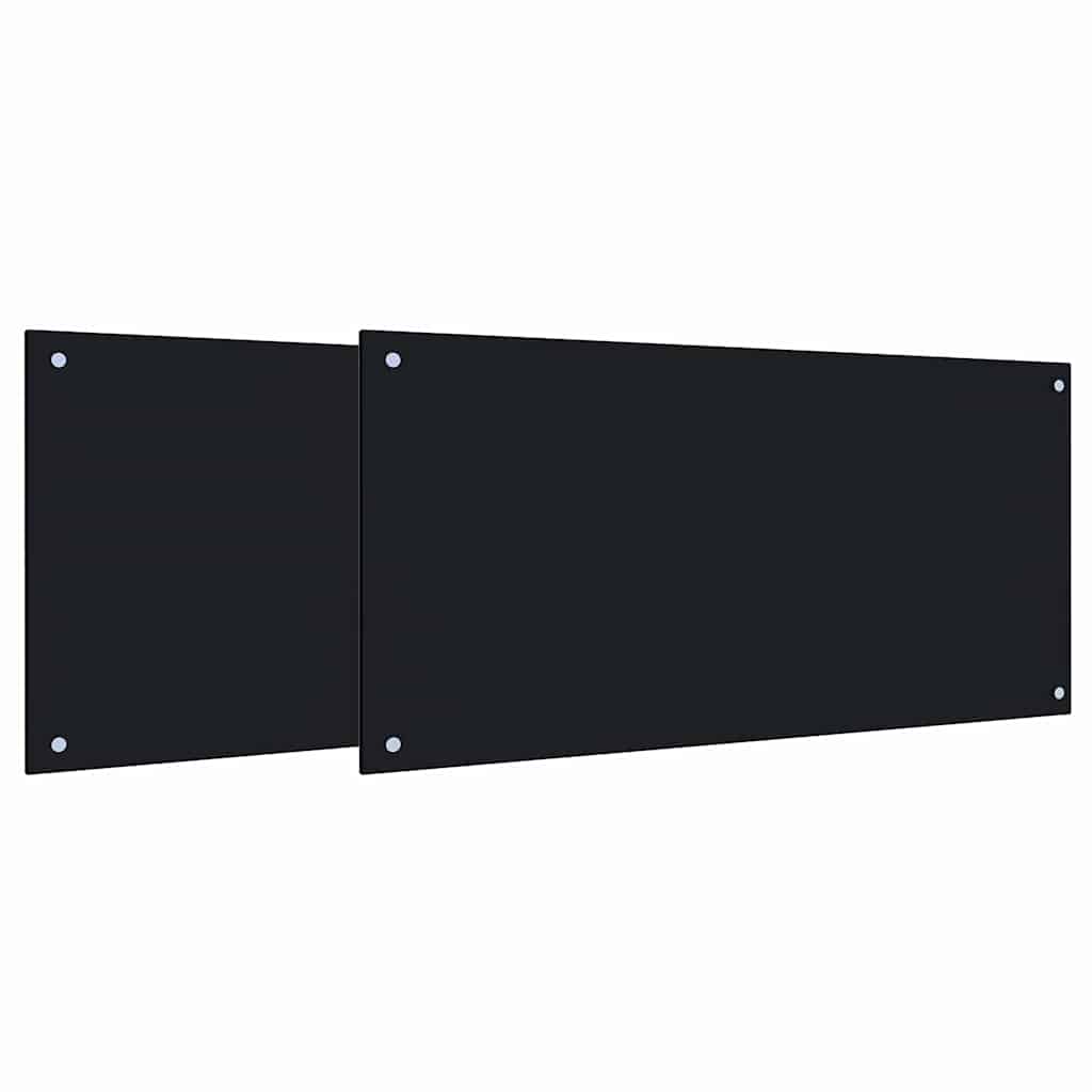 Konyhai splashback 2 pcs Fekete 100 x 50 cm edzett üveg