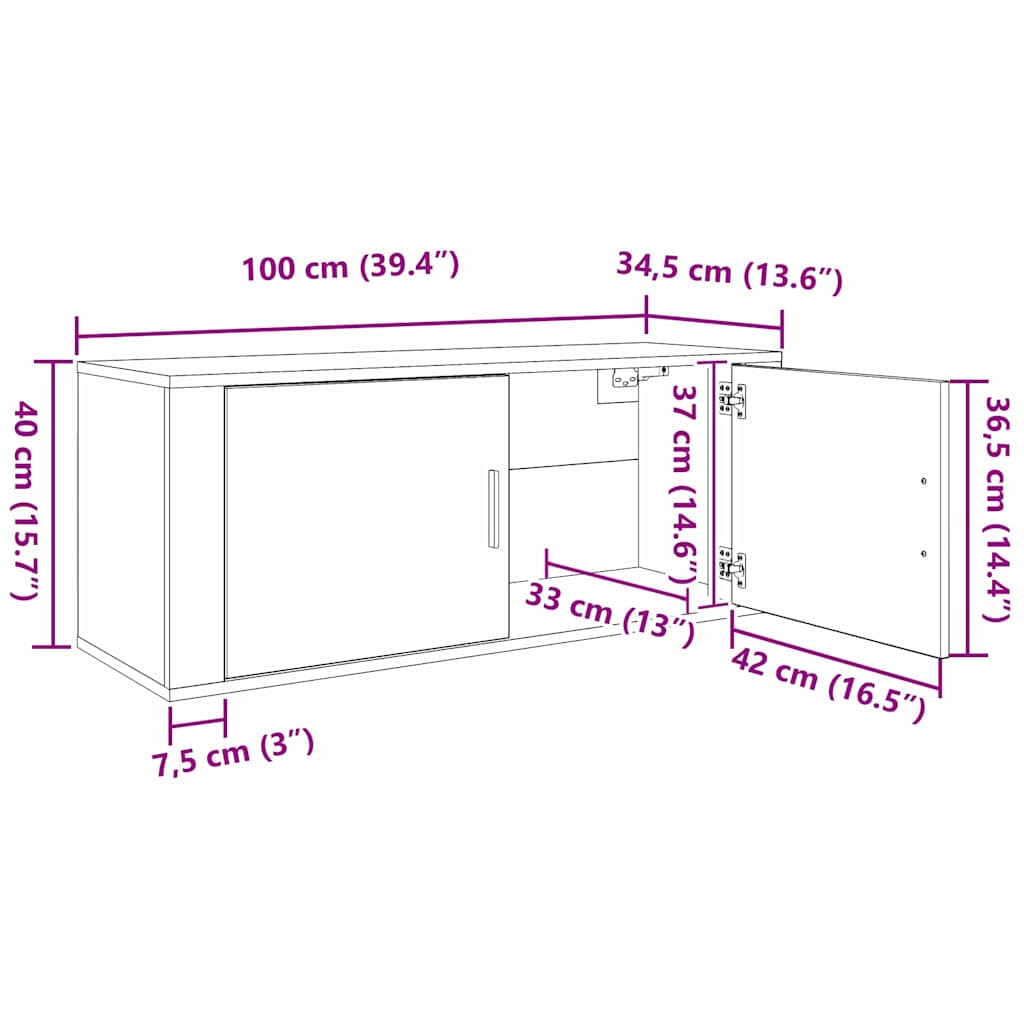 Fali TV szekrény szett 3 pcs Öreg fa 100 x 34,5 x 40 cm Faanyag