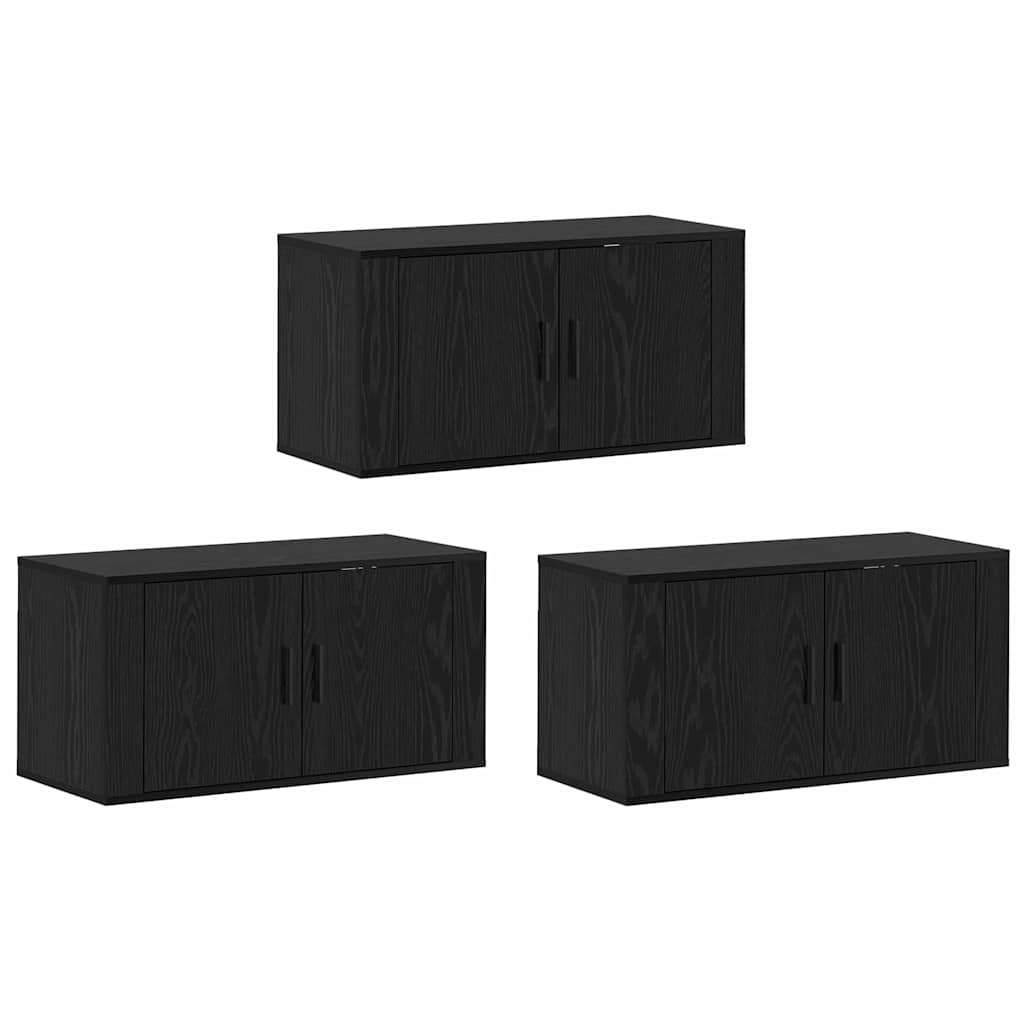 Fali TV szekrény szett 3 pcs Fekete tölgy 80 x 34,5 x 40 cm