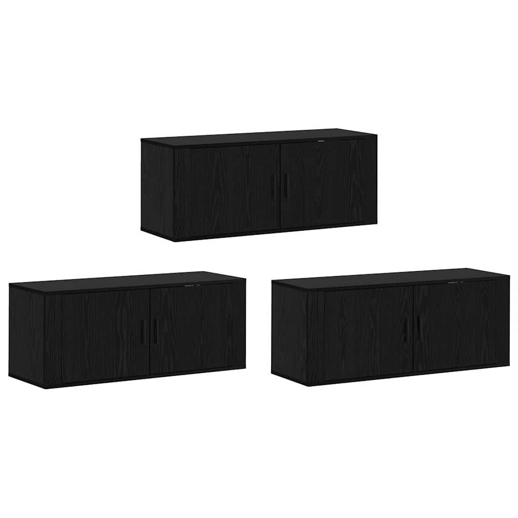 Fali TV szekrény szett 3 pcs Fekete tölgy 100 x 34,5 x 40 cm