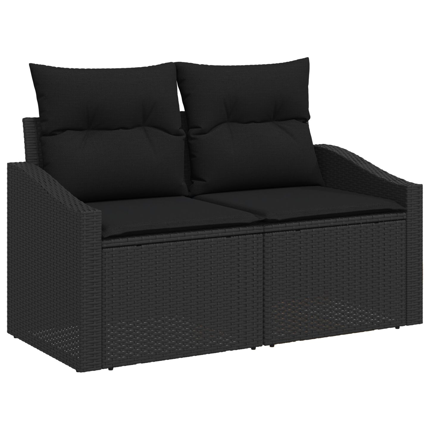 Kerti Kanapé Szett 6 Darabos Fekete Műanyag Rattan, Szövet, Acél