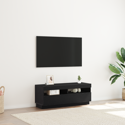 TV szekrény LED -es lámpákkal Fekete 100 x 35 x 40 cm Faanyag