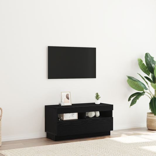TV szekrény LED -es lámpákkal Fekete 80 x 35 x 40 cm Faanyag