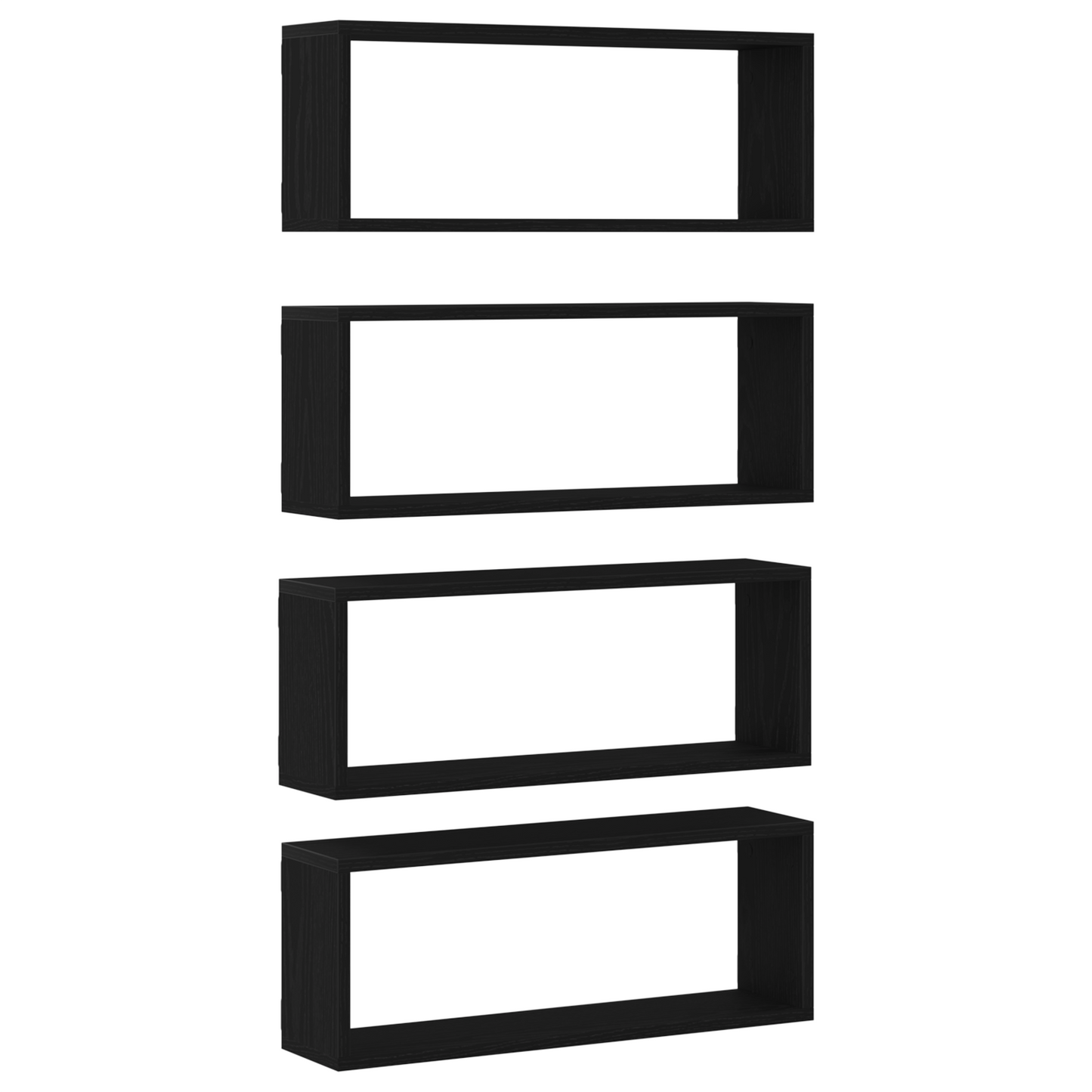 Fali Polcok polcokkal 4 pcs Musta tammi 60 x 15 x 23 cm Faanyag
