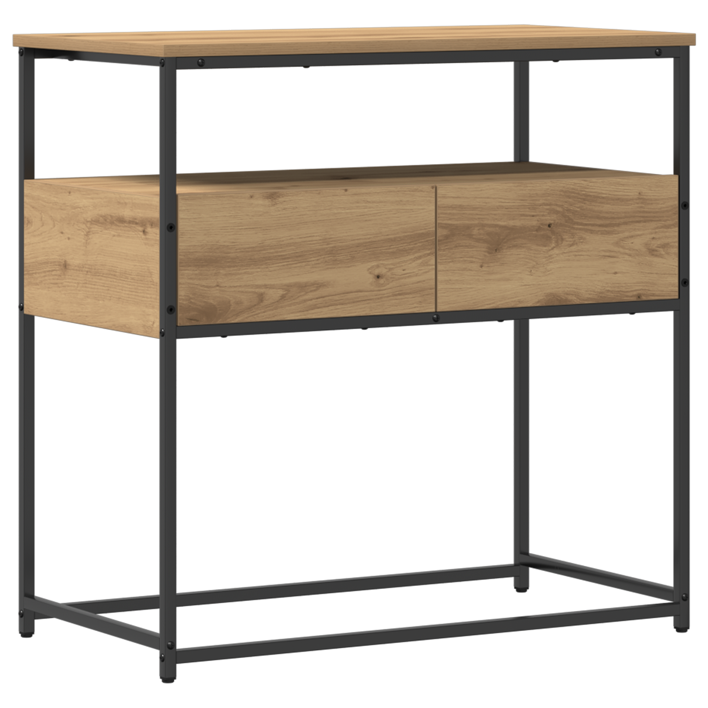 Konzolasztal kézműves tölgy 75 x 40 x 75 cm Műgyantás fa és fém