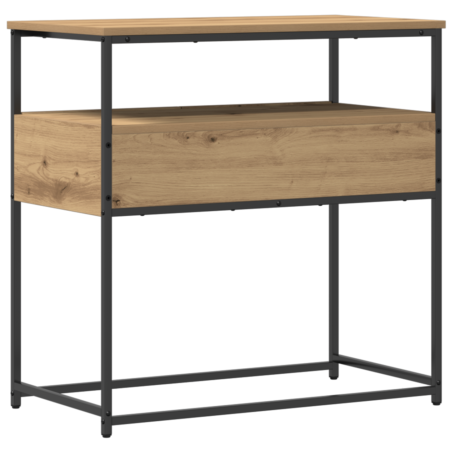 Konzolasztal kézműves tölgy 75 x 40 x 75 cm Műgyantás fa és fém
