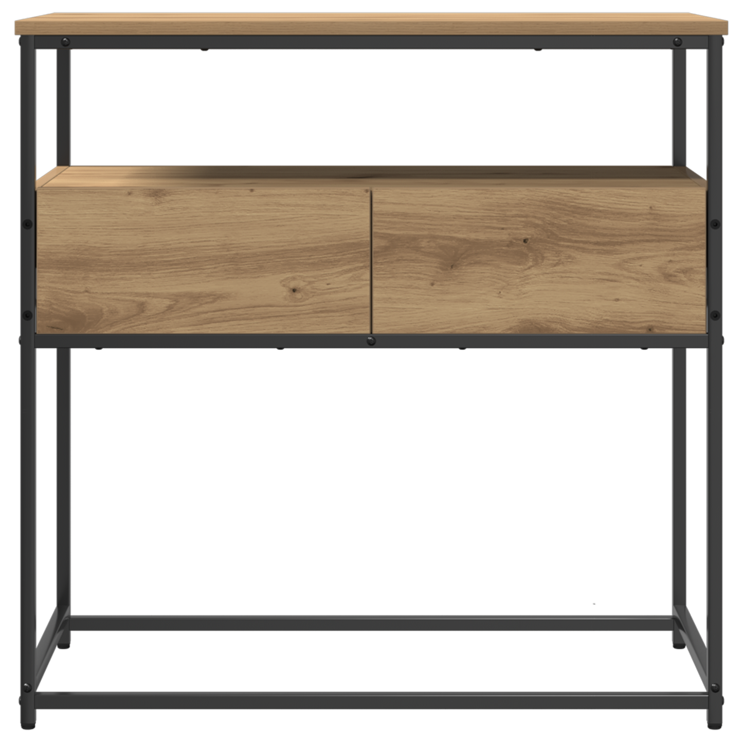 Konzolasztal kézműves tölgy 75 x 40 x 75 cm Műgyantás fa és fém